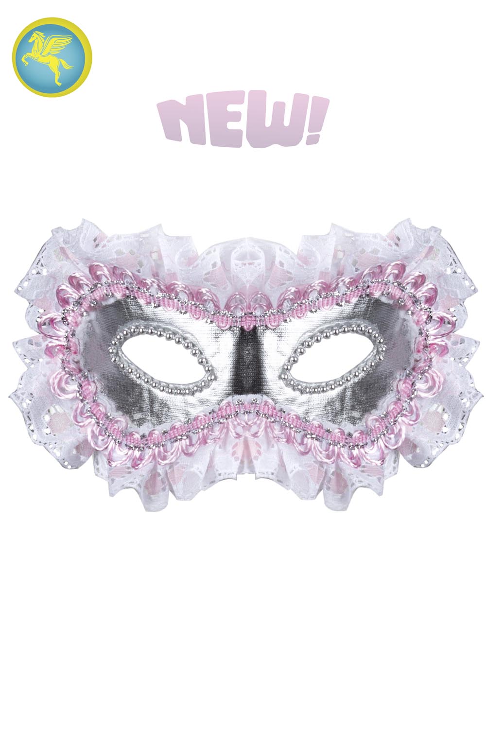 Maschera artigianale con merletto rosa